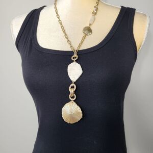 Chicos Statement Chunky Chain Goldtone Necklace with Sunburst pendant